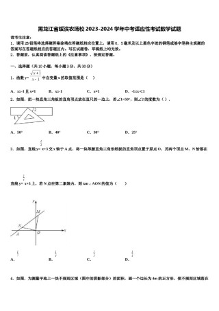黑龙江省绥滨农场校2023-2024学年中考适应性考试数学试题含解析.doc