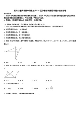 黑龙江省萝北县市级名校2024届中考数学最后冲刺浓缩精华卷含解析.doc