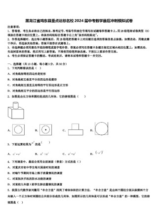 黑龙江省鸡东县重点达标名校2024届中考数学最后冲刺模拟试卷含解析.doc