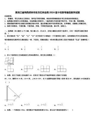 黑龙江省鸡西虎林市东方红林业局2024届十校联考最后数学试题含解析.doc