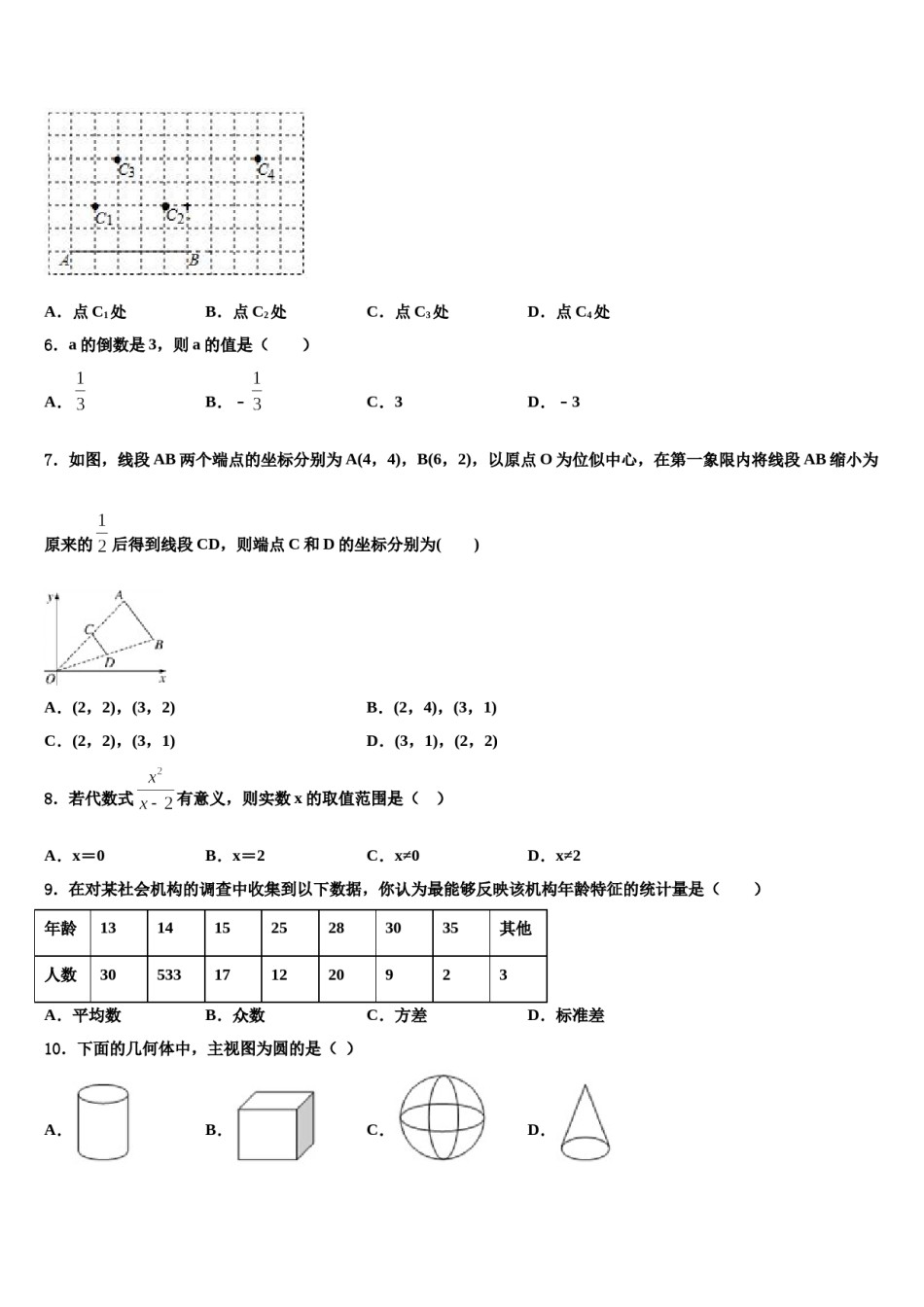 黑龙江省鹤岗市绥滨一中学2024年中考数学模拟预测题含解析.doc_第2页