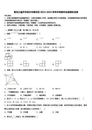 黑龙江省齐齐哈尔市建华区2023-2024学年中考数学全真模拟试卷含解析.doc