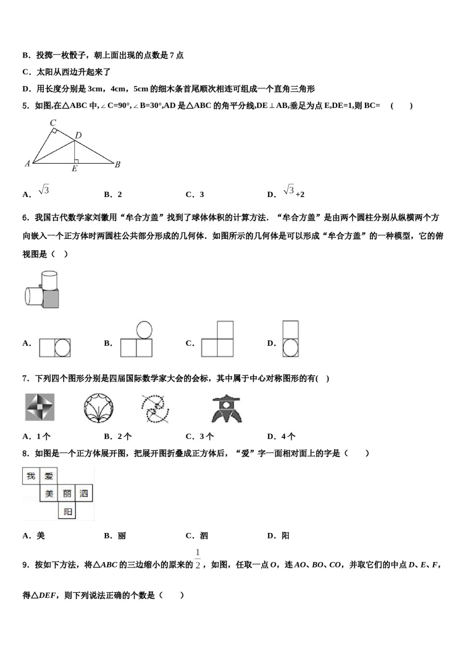 黑龙江齐齐哈尔市泰来县2024年中考数学考前最后一卷含解析.doc_第2页