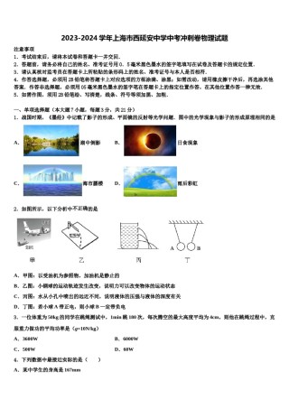2023-2024学年上海市西延安中学中考冲刺卷物理试题含解析.doc