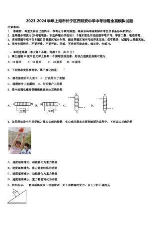 2023-2024学年上海市长宁区西延安中学中考物理全真模拟试题含解析.doc