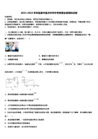 2023-2024学年临夏市重点中学中考物理全真模拟试卷含解析.doc