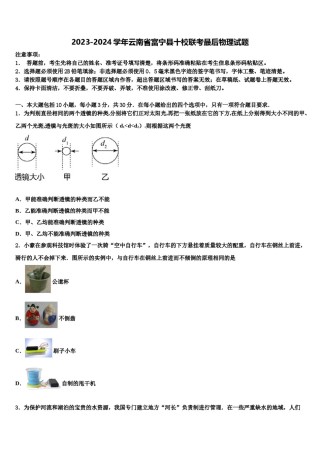2023-2024学年云南省富宁县十校联考最后物理试题含解析.doc