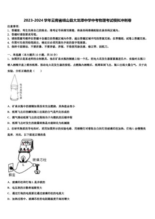 2023-2024学年云南省峨山县大龙潭中学中考物理考试模拟冲刺卷含解析.doc