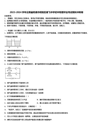 2023-2024学年云南省昭通市昭阳区建飞中学初中物理毕业考试模拟冲刺卷含解析.doc