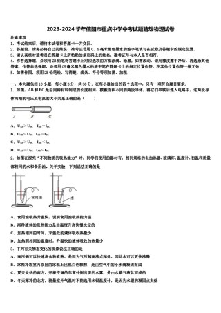 2023-2024学年信阳市重点中学中考试题猜想物理试卷含解析.doc