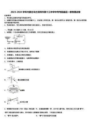 2023-2024学年内蒙古乌兰浩特市第十三中学中考考前最后一卷物理试卷含解析.doc