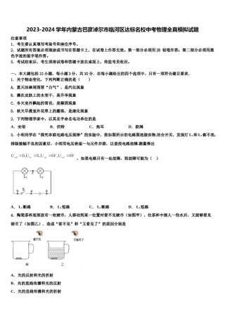 2023-2024学年内蒙古巴彦淖尔市临河区达标名校中考物理全真模拟试题含解析.doc