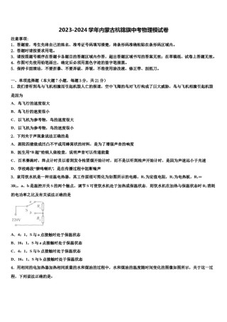 2023-2024学年内蒙古杭锦旗中考物理模试卷含解析.doc