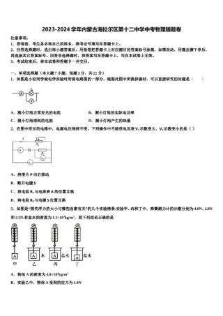 2023-2024学年内蒙古海拉尔区第十二中学中考物理猜题卷含解析.doc