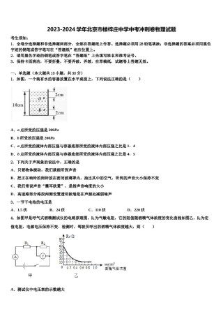 2023-2024学年北京市楼梓庄中学中考冲刺卷物理试题含解析.doc
