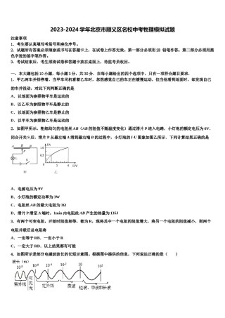 2023-2024学年北京市顺义区名校中考物理模拟试题含解析.doc