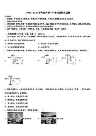 2023-2024学年吉大附中中考物理仿真试卷含解析.doc