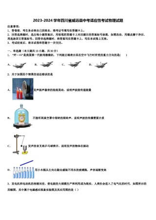 2023-2024学年四川省威远县中考适应性考试物理试题含解析.doc