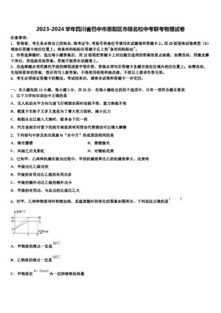 2023-2024学年四川省巴中市恩阳区市级名校中考联考物理试卷含解析.doc