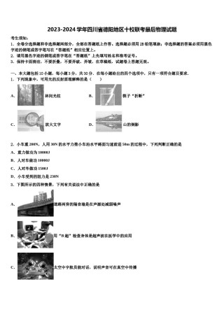 2023-2024学年四川省德阳地区十校联考最后物理试题含解析.doc