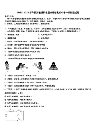 2023-2024学年四川省甘孜市重点达标名校中考一模物理试题含解析.doc