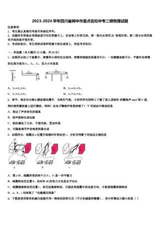 2023-2024学年四川省阆中市重点名校中考二模物理试题含解析.doc