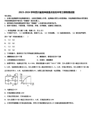 2023-2024学年四川省青神县重点名校中考三模物理试题含解析.doc