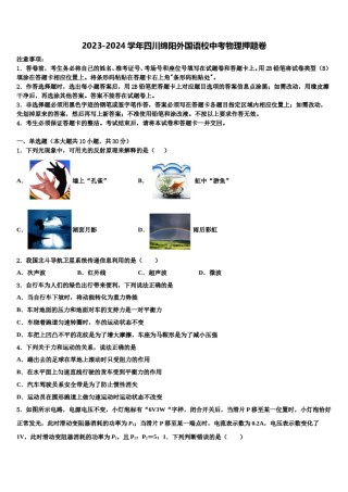 2023-2024学年四川绵阳外国语校中考物理押题卷含解析.doc