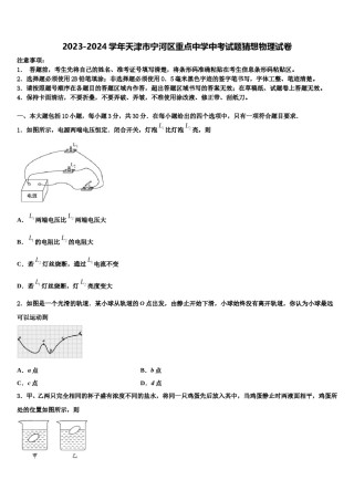 2023-2024学年天津市宁河区重点中学中考试题猜想物理试卷含解析.doc