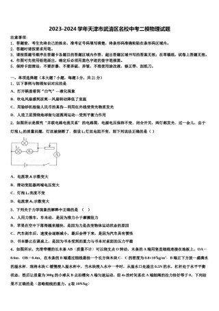 2023-2024学年天津市武清区名校中考二模物理试题含解析.doc