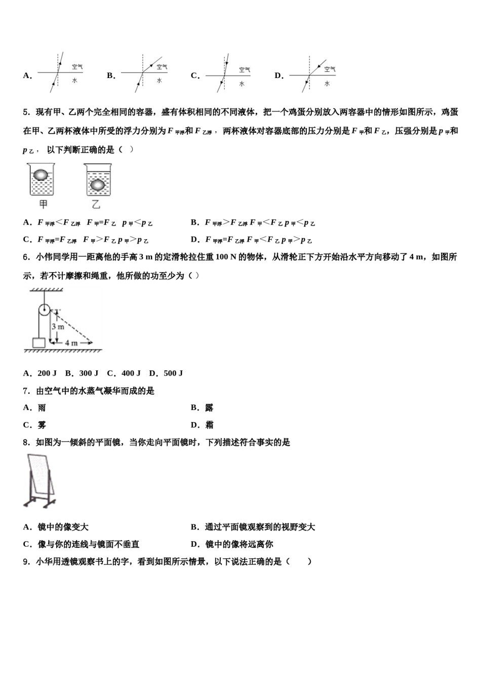 2023-2024学年天津市武清区重点名校中考物理模试卷含解析.doc_第2页