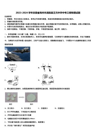2023-2024学年安徽省亳州市涡阳县王元中学中考三模物理试题含解析.doc