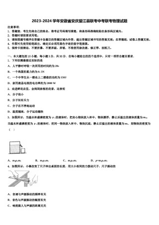 2023-2024学年安徽省安庆望江县联考中考联考物理试题含解析.doc