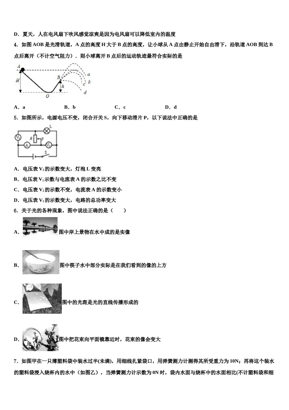 2023-2024学年安徽省淮南市大通区（东部）重点名校中考物理考前最后一卷含解析.doc_第2页