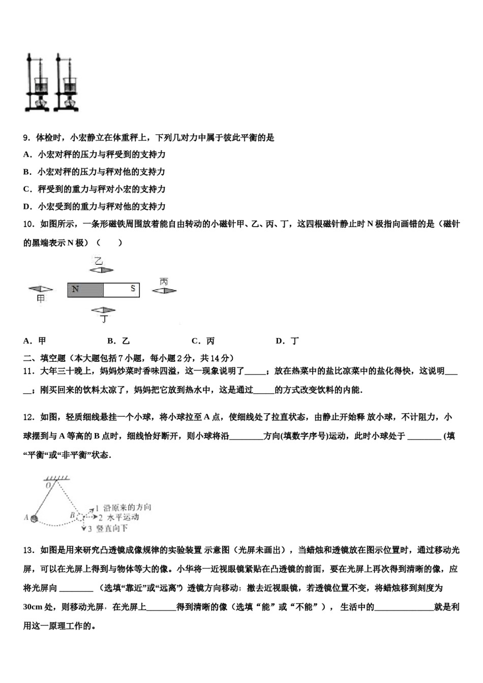 2023-2024学年安徽省滁州市中考适应性考试物理试题含解析.doc_第3页