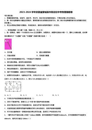 2023-2024学年安徽省蒙城县市级名校中考物理猜题卷含解析.doc
