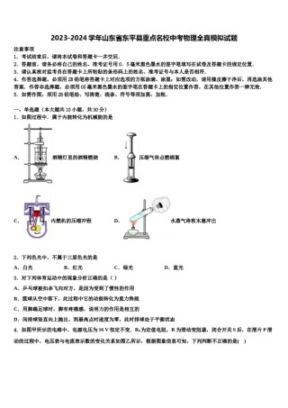 2023-2024学年山东省东平县重点名校中考物理全真模拟试题含解析.doc