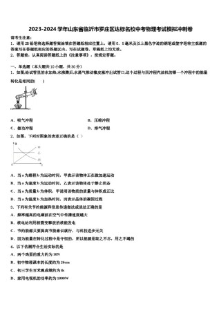 2023-2024学年山东省临沂市罗庄区达标名校中考物理考试模拟冲刺卷含解析.doc