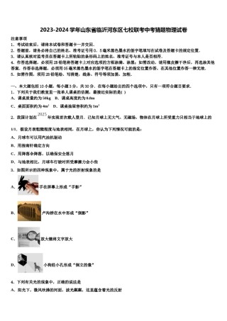 2023-2024学年山东省临沂河东区七校联考中考猜题物理试卷含解析.doc