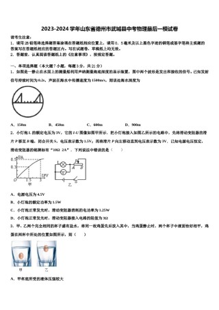 2023-2024学年山东省德州市武城县中考物理最后一模试卷含解析.doc