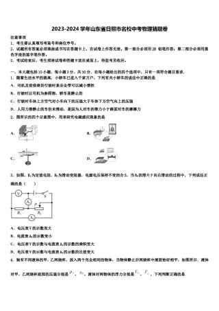 2023-2024学年山东省日照市名校中考物理猜题卷含解析.doc
