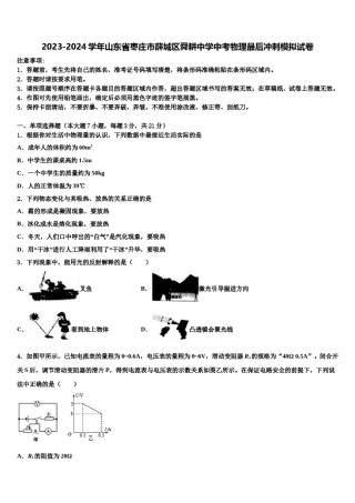 2023-2024学年山东省枣庄市薛城区舜耕中学中考物理最后冲刺模拟试卷含解析.doc