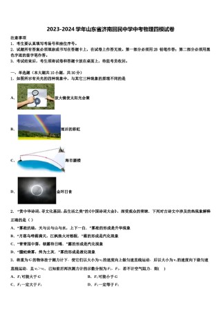 2023-2024学年山东省济南回民中学中考物理四模试卷含解析.doc