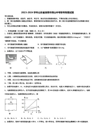 2023-2024学年山东省淄博市博山中考联考物理试题含解析.doc