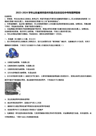 2023-2024学年山东省潍坊青州市重点达标名校中考物理押题卷含解析.doc