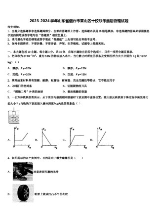 2023-2024学年山东省烟台市莱山区十校联考最后物理试题含解析.doc