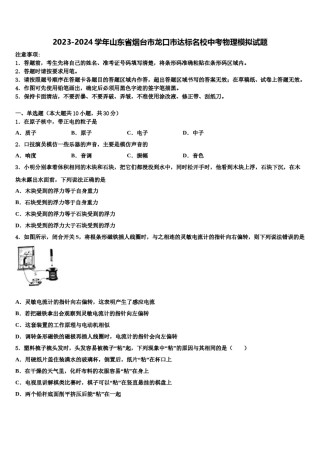 2023-2024学年山东省烟台市龙口市达标名校中考物理模拟试题含解析.doc