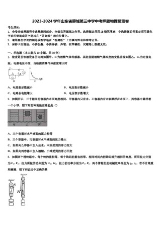 2023-2024学年山东省聊城第三中学中考押题物理预测卷含解析.doc