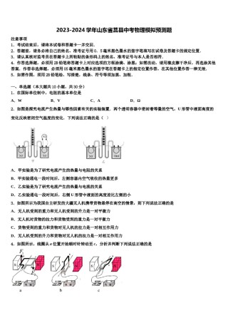 2023-2024学年山东省莒县中考物理模拟预测题含解析.doc