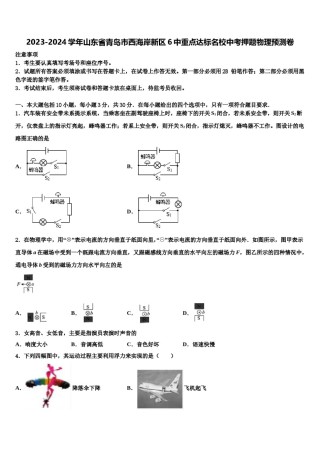 2023-2024学年山东省青岛市西海岸新区6中重点达标名校中考押题物理预测卷含解析.doc